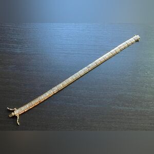 Gold Rosa Over 925 Sterling Bracelet 15.6 grms, 7.5 "